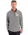 San Diego Padres Mono Cutter & Buck Forge Epic Confidence Recycled Double Stripe Stretch Mens Quarter Zip Black/White Front Thumbnail Image