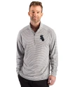 Chicago White Sox Mono Cutter & Buck Forge Epic Confidence Recycled Double Stripe Stretch Mens Quarter Zip Polished/White Front Thumbnail Image