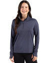 Cutter & Buck Forge Epic Confidence Recycled Stretch Womens Quarter Zip Dark Navy Blue Heather Front Thumbnail Image