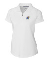 Kansas Jayhawks Cutter & Buck Forge Stretch Womens Short Sleeve Polo White Mannequin Thumbnail Image