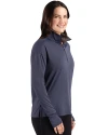 Texas Rangers Stars & Stripes Cutter & Buck Forge Epic Confidence Recycled Stretch Womens Quarter Zip Dark Navy Blue Heather Side Thumbnail Image