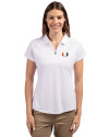 Miami Hurricanes Cutter & Buck Forge Stretch Womens Short Sleeve Polo White Front Thumbnail Image
