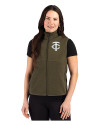 Minnesota Twins Mono Cutter & Buck Hunts Point Epic Comfort Recycled Fleece Womens Full Zip Vest Poplar Front Thumbnail Image
