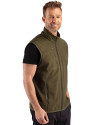 Cincinnati Reds Mono Cutter & Buck Hunts Point Epic Comfort Recycled Fleece Mens Full Zip Vest Poplar Side Thumbnail Image