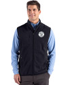 Milwaukee Brewers Mono Cutter & Buck Hunts Point Epic Comfort Recycled Fleece Mens Full Zip Vest Black Front Thumbnail Image