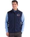 Cincinnati Reds Stars & Stripes Cutter & Buck Hunts Point Epic Comfort Recycled Fleece Mens Full Zip Vest Navy Blue Front Thumbnail Image