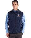 Athletics Stars And Stripes Cutter & Buck Hunts Point Epic Comfort Recycled Fleece Mens Full Zip Vest Navy Blue Front Thumbnail Image