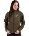 View image 11: Los Angeles Dodgers Mono Cutter & Buck Hunts Point Epic Comfort Recycled Hybrid Fleece Womens Full Zip Jacket Poplar Front