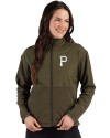 Pittsburgh Pirates Mono Cutter & Buck Hunts Point Epic Comfort Recycled Hybrid Fleece Womens Full Zip Jacket Poplar Front Thumbnail Image