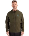 View image 7: Kansas City Royals Monochromatic Cutter & Buck Hunts Point Recycled Fleece Mens Hybrid Full Zip Jacket
 Poplar Front