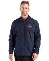 Atlanta Braves Stars & Stripes Cutter & Buck Hunts Point Epic Comfort Recycled Hybrid Fleece Mens Full Zip Jacket
 Navy Blue Front Thumbnail Image