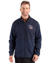 Tampa Bay Rays Stars & Stripes Cutter & Buck Hunts Point Epic Comfort Recycled Hybrid Fleece Mens Full Zip Jacket
 Navy Blue Front Thumbnail Image