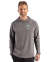 New York Yankees Mono Cutter & Buck Prospect Epic Confidence Recycled Textured Stretch Mens Big & Tall Hooded Pullover Elemental Grey Front Thumbnail Image