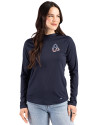 Baltimore Orioles Stars & Stripes Cutter & Buck Prospect Epic Confidence Recycled Textured Stretch Womens Hooded Pullover Navy Blue Front Thumbnail Image