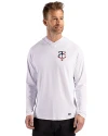 Minnesota Twins Stars & Stripes Cutter & Buck Prospect Epic Confidence Recycled Textured Stretch Mens Hooded Pullover White Front Thumbnail Image