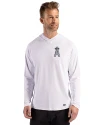 Los Angeles Angels Stars & Stripes Cutter & Buck Prospect Epic Confidence Recycled Textured Stretch Mens Hooded Pullover White Front Thumbnail Image