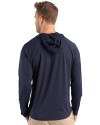 Chicago Cubs Stars & Stripes Cutter & Buck Prospect Epic Confidence Recycled Textured Stretch Mens Hooded Pullover Navy Blue Back Thumbnail Image
