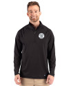 Milwaukee Brewers Mono Cutter & Buck Prospect Epic Confidence Recycled Textured Stretch Mens Big & Tall Quarter Zip Black Front Thumbnail Image