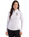 Boston Red Sox Stars & Stripes Cutter & Buck Prospect Epic Confidence Recycled Textured Stretch Womens Quarter Zip White Front Thumbnail Image
