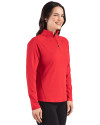 Athletics Stars And Stripes Cutter & Buck Prospect Epic Confidence Recycled Textured Stretch Womens Quarter Zip Red Side Thumbnail Image