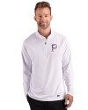 Pittsburgh Pirates Stars & Stripes Cutter & Buck Prospect Epic Confidence Recycled Textured Stretch Mens Quarter Zip White Front Thumbnail Image