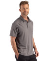Toronto Blue Jays Mono Cutter & Buck Prospect Epic Confidence Recycled Textured Stretch Mens Sport Polo Elemental Grey Side Thumbnail Image