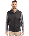 View image 1: Cutter & Buck Stealth Recycled Hybrid Quilted Mens Big & Tall Windbreaker Jacket Black Front