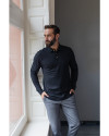 View image 4: Cutter & Buck Advantage Recycled Cotton-Blend Pique Mens Long Sleeve Polo Black Lifestyle