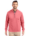 Cutter & Buck Adapt Recycled Soft Knit Stretch Mens Big & Tall Heathered Quarter Zip Pullover Cardinal Red Heather Front Thumbnail Image