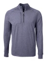 Cutter & Buck Adapt Recycled Soft Knit Stretch Mens Big & Tall Heathered Quarter Zip Pullover Navy Blue Heather Mannequin Thumbnail Image