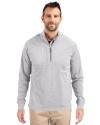 Cutter & Buck Adapt Recycled Soft Knit Stretch Mens Big & Tall Heathered Quarter Zip Pullover Polished Heather Front Thumbnail Image