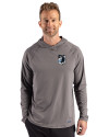Minnesota United FC Cutter & Buck Prospect Recycled Featherlight Stretch Mens Big & Tall Hooded Pullover Elemental Grey Front Thumbnail Image
