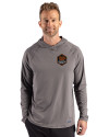 Houston Dynamo FC Cutter & Buck Prospect Recycled Featherlight Stretch Mens Big & Tall Hooded Pullover Elemental Grey Front Thumbnail Image