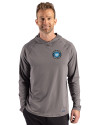 Charlotte FC Cutter & Buck Prospect Recycled Featherlight Stretch Mens Big & Tall Hooded Pullover Elemental Grey Front Thumbnail Image