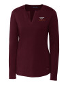 Virginia Tech Hokies Cutter & Buck Long Sleeve Womens Double V-Neck Shirt Bordeaux Mannequin Thumbnail Image