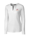 Virginia Tech Hokies Cutter & Buck Long Sleeve Womens Double V-Neck Shirt White Mannequin Thumbnail Image