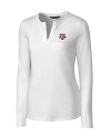 Texas A&M Aggies Cutter & Buck Long Sleeve Womens Double V-Neck Shirt White Mannequin Thumbnail Image