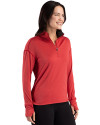 New York Red Bulls Cutter & Buck Forge Recycled Four-Way Stretch Womens Quarter Zip Pullover Cardinal Red Heather Side Thumbnail Image