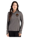 Houston Dynamo FC Cutter & Buck Forge Recycled Four-Way Stretch Womens Quarter Zip Pullover Dark Black Heather Front Thumbnail Image