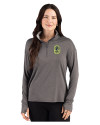 Nashville SC Cutter & Buck Forge Recycled Four-Way Stretch Womens Quarter Zip Pullover Dark Black Heather Front Thumbnail Image