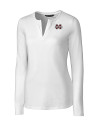 Mississippi State Bulldogs Cutter & Buck Long Sleeve Womens Double V-Neck Shirt White Mannequin Thumbnail Image