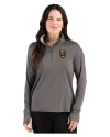 Real Salt Lake Cutter & Buck Forge Recycled Four-Way Stretch Womens Quarter Zip Pullover Dark Black Heather Front Thumbnail Image
