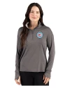 Chicago Fire FC Cutter & Buck Forge Recycled Four-Way Stretch Womens Quarter Zip Pullover Dark Black Heather Front Thumbnail Image