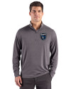 San Jose Earthquakes Cutter & Buck Forge Recycled Four-Way Stretch Mens Quarter Zip Pullover Dark Black Heather Front Thumbnail Image
