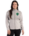 Seattle Sounders FC Cutter & Buck Hunts Point Recycled Fleece Womens Hybrid Full Zip Jacket Polished Medium Gray Front Thumbnail Image