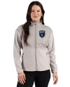 View image 5: San Jose Earthquakes Cutter & Buck Hunts Point Recycled Fleece Womens Hybrid Full Zip Jacket Polished Medium Gray Front