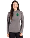 View image 4: Seattle Sounders FC Cutter & Buck Prospect Recycled  Featherlight Stretch Womens Hooded Pullover Elemental Grey Front