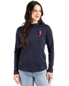 St. Louis City SC Cutter & Buck Prospect Recycled Featherlight Stretch Womens Hooded Pullover Navy Blue Front Thumbnail Image