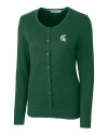 View image 1: Michigan State Spartans Cutter & Buck Lakemont Womens Cardigan Sweater Hunter Green Mannequin
