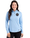 Philadelphia Union Cutter & Buck Prospect Recycled Featherlight Stretch Womens Quarter Zip Atlas Light Blue Front Thumbnail Image